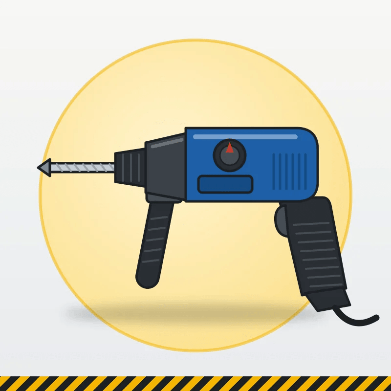 Bosch GBH 2-24 DRE Rotary Hammer SDS-Plus — ilustrasi rotary hammer SDS-Plus berwarna biru dengan gagang samping dan mata bor beton